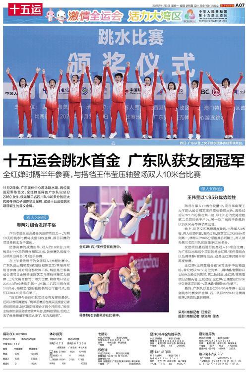 十五运会跳水首枚金牌出炉！广东队夺得女子团体冠军